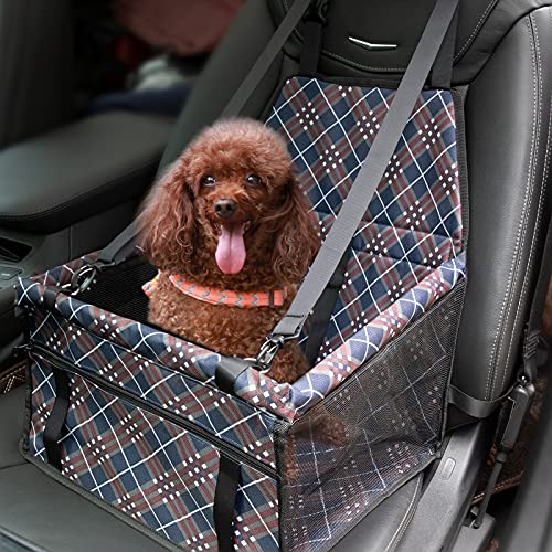 MATEPROX Asiento Elevador de Coche para Mascotas, Oxford Transpirable Plegable Asiento de Coche para Perro para La Seguridad, Portátil, Impermeable, Bolsas de viaje para perros pequeños/medianos