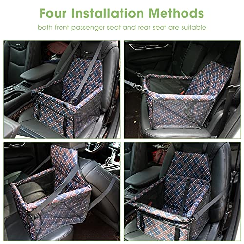 MATEPROX Asiento Elevador de Coche para Mascotas, Oxford Transpirable Plegable Asiento de Coche para Perro para La Seguridad, Portátil, Impermeable, Bolsas de viaje para perros pequeños/medianos