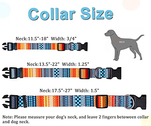 MayPaw Collar de Perro de Nailon con Motivos geométricos Tribales Florales Bohemios, Cuello Suave Ajustable para Perros pequeños, medianos Grandes y ex-Grandes