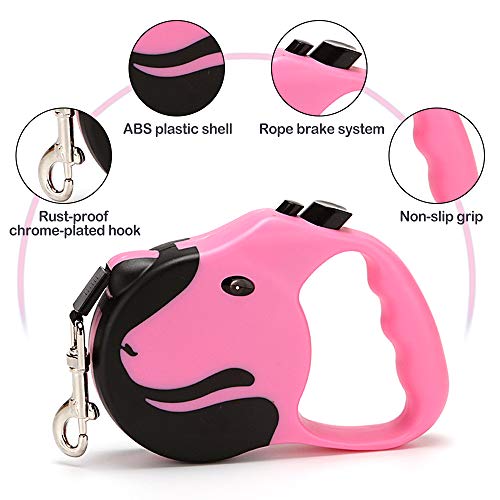 Mecmbj Correa para Perro, Correa para Mascotas, Retractor Automático De Cabeza De Perro Retráctil, Correa Portátil para Caminar para Perros, Antideslizante, Mango Ergonómico Antideslizante