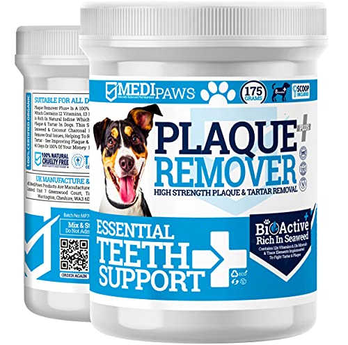 MediPaws® removedor de placa para perros de 175 g para dientes de perro y mal aliento, no necesita cepillo de dientes para perros o pasta de dientes para perros, gatos y mascotas