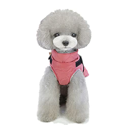 meioro Chaqueta para Perros Abrigo cálido para Perros con arnés Reflectante Ropa para Perros a Prueba de Viento Chaleco sin Mangas Engrosado de Tela de algodón para Perros de Invierno (Small, Rosado)