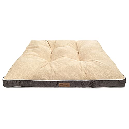 Meishida Cama Perro Grande Lavable Super Blanda y Suave, Colchón Perro Fibra Hueca con Cremallera (Gris-Crema, L/90 x 70 x 9 cm)