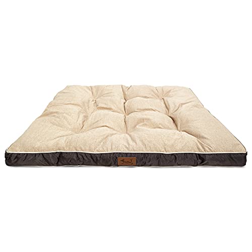 Meishida Cama Perro Grande Lavable Super Blanda y Suave, Colchón Perro Fibra Hueca con Cremallera (Gris-Crema, XL/110 x 90 x 9 cm)