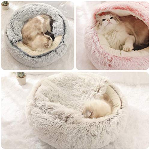 MEISISLEY Cama para Gatos, De Felpa Suave, con Forma De Cueva; Casa para Gatos En Interiores Y Cojín para Dormir, Cálida para Invierno, Antideslizante, Extraíble Y Lavable