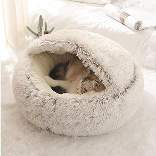 MEISISLEY Cama para Gatos, De Felpa Suave, con Forma De Cueva; Casa para Gatos En Interiores Y Cojín para Dormir, Cálida para Invierno, Antideslizante, Extraíble Y Lavable