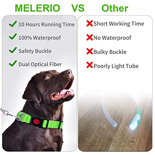 MELERIO Collar Luminoso Perro de Mascota 3 Modos Collar Perro Luz con Recargable y Impermeable, Ajustable Collares LED para Perros Pequeños/Medianos/Grandes