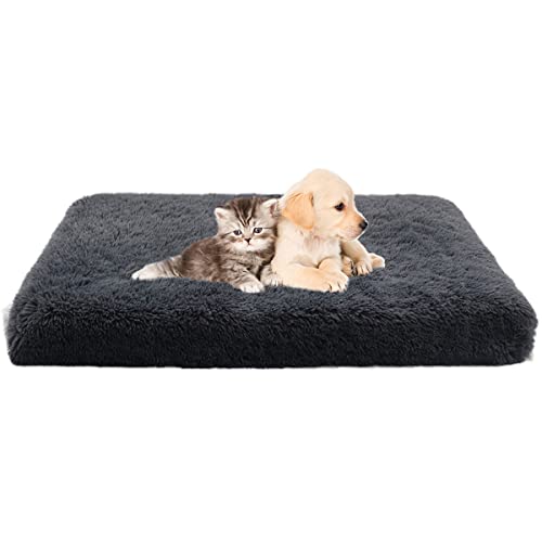 Memory Foam Cama para perros Cama Mascota Colchón con una cubierta de perro con tapa borrosa lavable impermeable removible para cajón Matera de cama para mascotas con botas de perros(Gris oscuro)