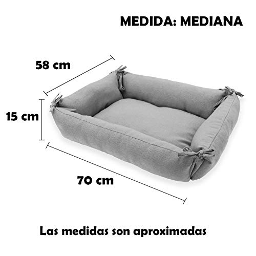 MERCURY TEXTIL – Cama Doble Uso para Mascotas, rellena de Fibra Hueca, cómoda y Transpirable. Lo Ideal para Tus Mascotas. (Medium, Gris)