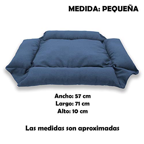 MERCURY TEXTIL – Cama Doble Uso para Mascotas, rellena de Fibra Hueca, cómoda y Transpirable. Lo Ideal para Tus Mascotas. (Small, Azul)