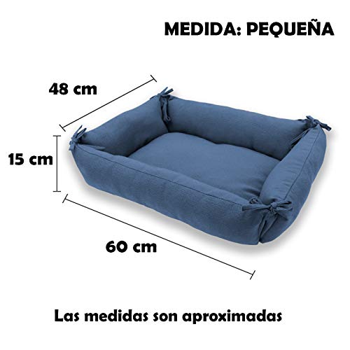 MERCURY TEXTIL – Cama Doble Uso para Mascotas, rellena de Fibra Hueca, cómoda y Transpirable. Lo Ideal para Tus Mascotas. (Small, Azul)