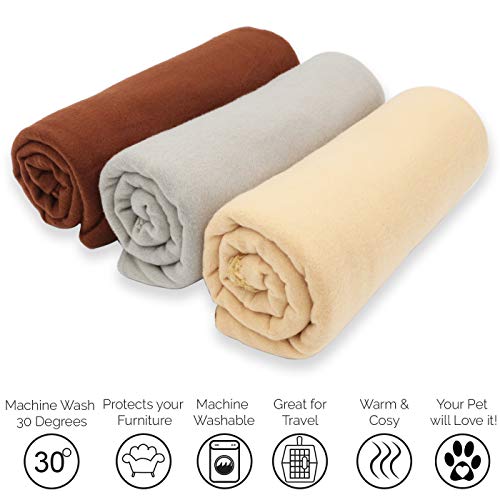 MERCURY TEXTIL –Mantas Suave de Felpa- para Perros, Gatos, Conejos y Otras Mascotas. Tamaño 130 x160 cm. Pack de 3 (Pack de 3 Liso)