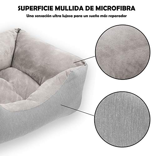 MERCURY TEXTIL- Sofá, Cesta,Cama Comoda para Perros,Gatos y Mascotas, con Relleno de Fibras Super Suave,Resistente al Desgaste y Duradero (Pequeño, Gris)