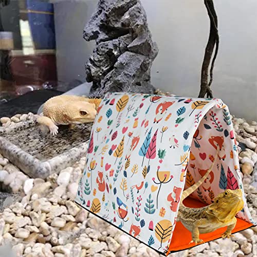 MERIGLARE Cama de Piel de Reptil, Alfombrilla para la Siesta de Lagarto, Tienda de campaña para el escondite de Descanso cálido para hámster, Gecko, Accesorios - Zorro Naranja