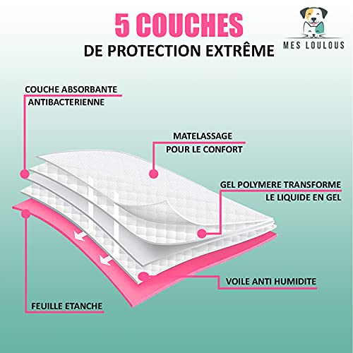 MES LOULOUS 40 alfombrillas de adiestramiento para perros 60X60cm kit absorbente impermeable para cachorros almohadillas desechables higiénicas absorbentes almohadilla de gran absorción