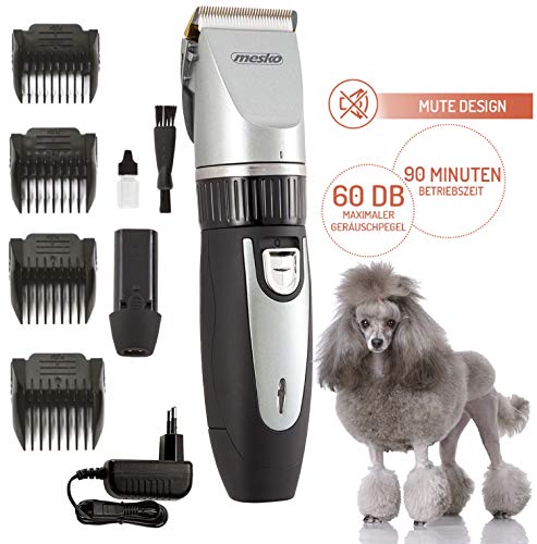 Mesko Cortapelos para mascotas, 4 accesorios, 25 longitudes de corte, máquina para cortar el pelo para perros, cortapelos para perros