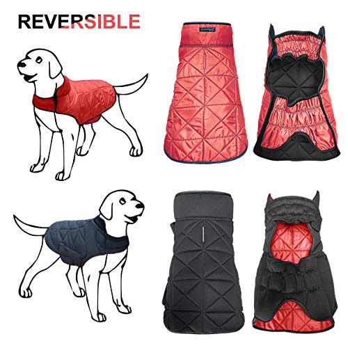 metric USA - Chaleco reversible para perro de ajuste cómodo, abrigo de invierno cálido para clima frío, chaqueta para perros pequeños, medianos y grandes