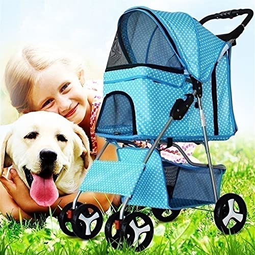 MFFACAI Carrito para Mascotas con Ruedas para Gatos/Perros, Carrito para Perros Fácil de Plegar, con Canasta de Almacenamiento y Portavasos (Color : B)