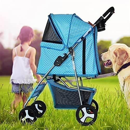 MFFACAI Carrito para Mascotas con Ruedas para Gatos/Perros, Carrito para Perros Fácil de Plegar, con Canasta de Almacenamiento y Portavasos (Color : B)