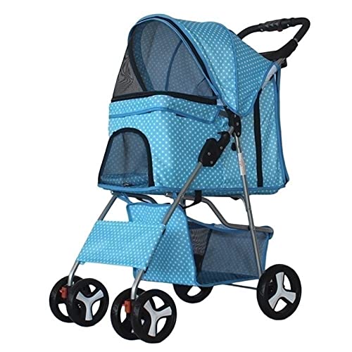 MFFACAI Carrito para Mascotas con Ruedas para Gatos/Perros, Carrito para Perros Fácil de Plegar, con Canasta de Almacenamiento y Portavasos (Color : B)