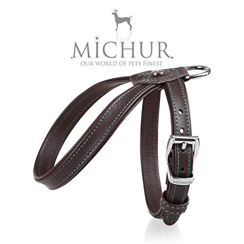 MICHUR Cucciolo Arnés para Perro de Cuero, arnés de Cuero para Perros pequeños o minis, Cachorros, Marrón, Cuero, Disponibles en Diferentes tamaños