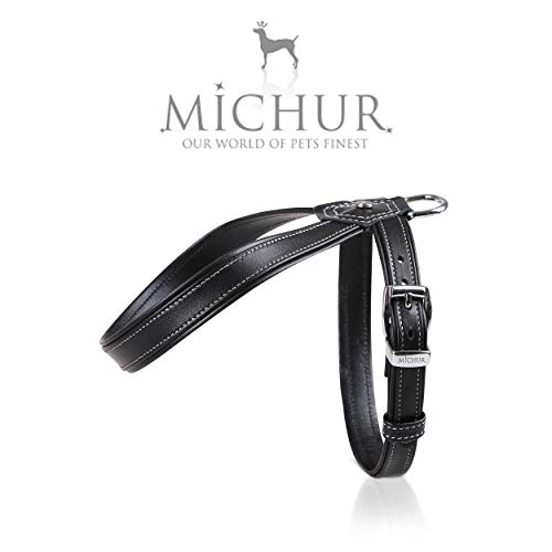 MICHUR Cucciolo Arnés para Perro de Cuero, arnés de Cuero para Perros pequeños o minis, Cachorros, Negro, Cuero, Disponibles en Diferentes tamaños