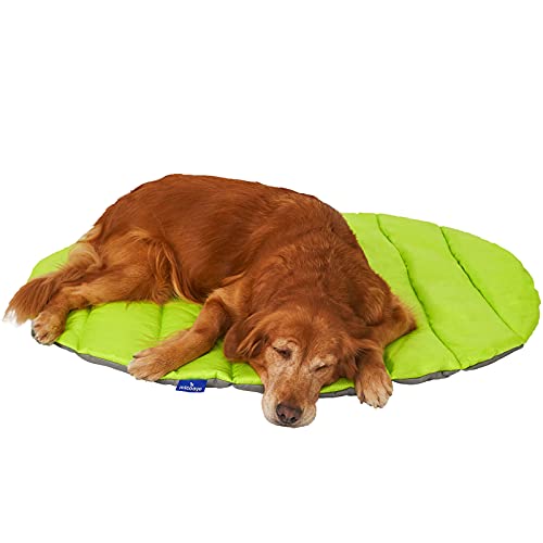 MICOOYO Cama de perro gigante al aire libre, camas de camping portátiles, alfombrilla de viaje exterior para perros pequeños, medianos y grandes, verde/gris