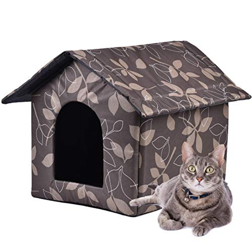 mildily Caseta para gatos para exteriores, resistente al agua y atractiva, para perros pequeños y grandes, plegable, fácil de montar, perfecta para tu jardín, terraza