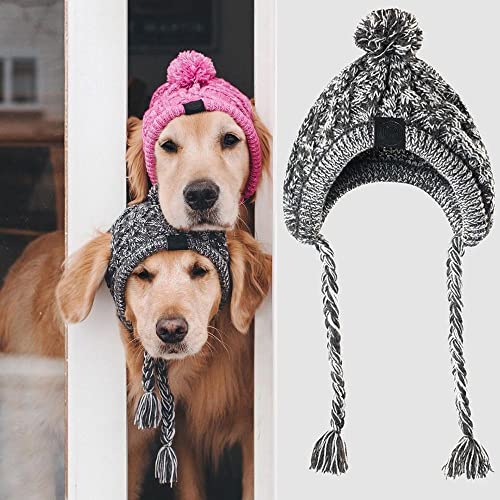 Milifeel Gorros medianos y grandes para perros cálidos y a prueba de viento, gorro de animal para mascotas, gorro de lana para mascotas (S, rojo rosa)