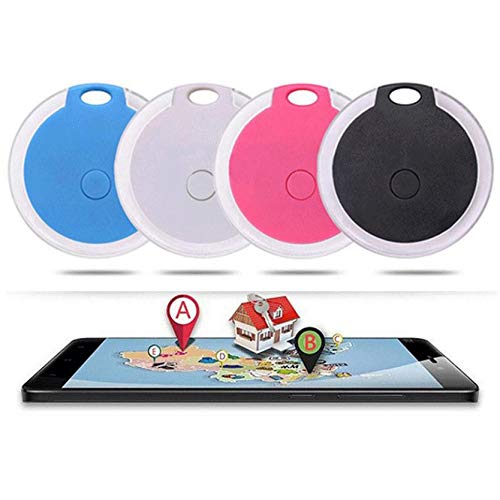 Mini Gato/Perro Localizador de Seguimiento GPS, Pequeño Dispositivo portátil Inteligente Anti-pérdida para niño/Mascota, Redondo Impermeable Dispositivo de alarmas Bluetooth (Negro, One 1 Pack)