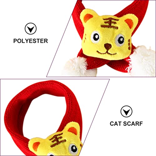 Mipcase Bufanda Mascota con Pom Tigre Figurine Gato Perro Chino Año Nuevo Traje Gato Cálido Bandana para Vacaciones Invierno para Mantener El Amarillo Cálido S