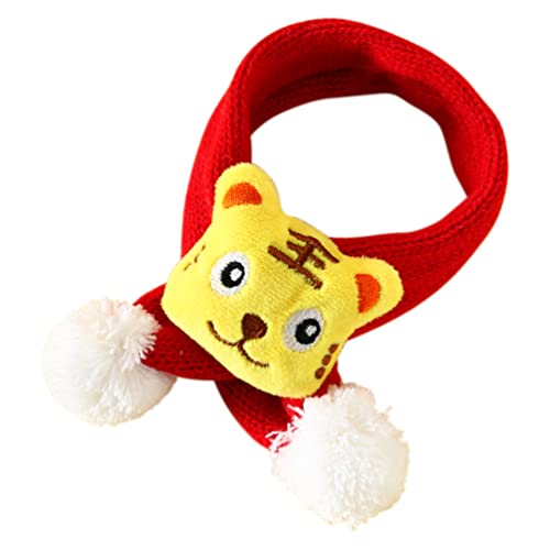 Mipcase Bufanda Mascota con Pom Tigre Figurine Gato Perro Chino Año Nuevo Traje Gato Cálido Bandana para Vacaciones Invierno para Mantener El Amarillo Cálido S