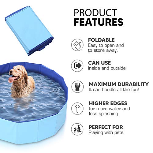 Mirtillo & Memole Piscina para Perros, Piscina Grande XL, Piscina para Perros Grandes, Piscina Plegable, Piscina Alta Extra Grande, Piscina Rígida, Piscinas Exteriores Rígidas