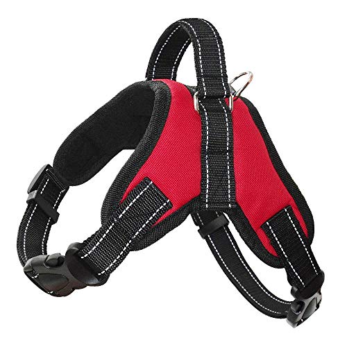 MMWW 6 Colores Chaleco de arnés para Perros Nylon Collar Reflectante para Mascotas Sin tirón Arneses para Perros Ajustable para Perros medianos Grandes K9 Pitbull Bulldog-Rojo_S