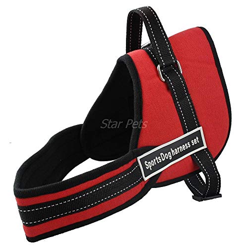 MMWW Deportes multipropósito Suave Interior Nylon Acolchado Perro Tirando Arnés de Entrenamiento Chaleco Ajustable Ajustable Husky Pitbull Boxer 5 Colores S M L-Rojo_L