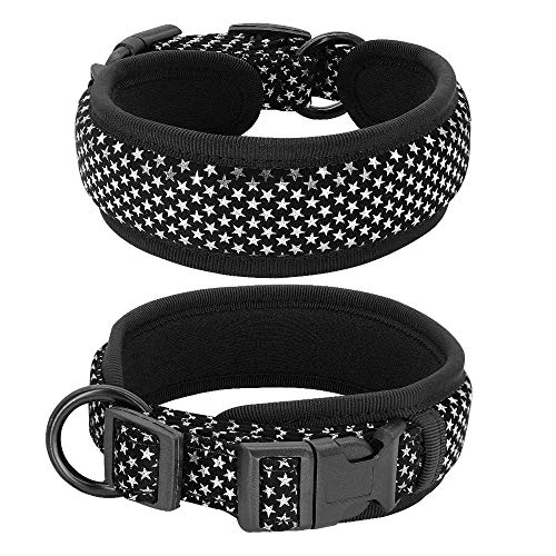 MMWW e Collares Gruesos Anchos para Mascotas Ajustable para Perros medianos Grandes Beagle Pug Rosa Negro Azul SML Petshop-Black_M