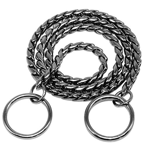 MMWW exposición de Perros Cadena de Metal Pesado Collar de estrangulación de Entrenamiento para Perros Cromo Fuerte u Oro 3 mm 4 mm 5 mm-Negro_40cm