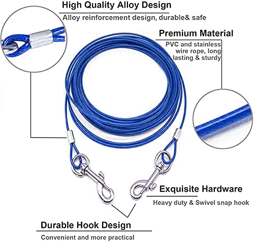 MNNE Ancla para Perros con Correa, Cable para Atar Perros con estaca de Tierra Espiral Correa para Perros para Patio Acampada al Aire Libre tamaño 10/16/32 pies con Bolsa Yellow-32FT/10M