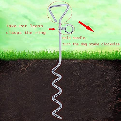 MNNE Ancla para Perros con Correa, Cable para Atar Perros con estaca de Tierra Espiral Correa para Perros para Patio Acampada al Aire Libre tamaño 10/16/32 pies con Bolsa Yellow-32FT/10M