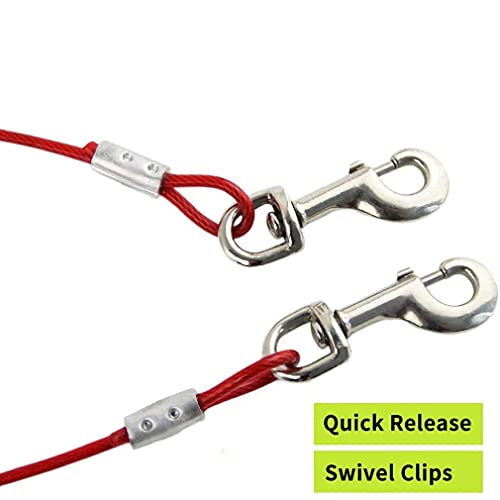 MNNE Estacas de Amarre para Perros,Piqueta Enganche al Suelo para Perro Anclajes para Tierra Cuerda para Perros Espiral Amarre el Cable y la estaca Reflectante Accesorios de Cadena Correa de 16FT Red