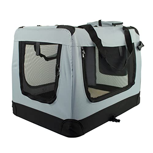 Mobiclinic, Balú, Transportín para Mascotas, Transportín para Perros, Gatos, Conejos, cobayas, Transportín Portátil y Transpirable, Talla L, Soporta 15 kg, 70x52,5x50 cm, Plegable, Gris