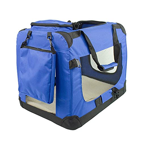 Mobiclinic, Transportín para Mascotas (Perros, Gatos, Conejos, Hurones, Chinchillas), Balú, Talla L, Bolsa de Transporte para Viajes, , con Asas, Transpirable, Plegable, 70x52,5x50 cm, Azul