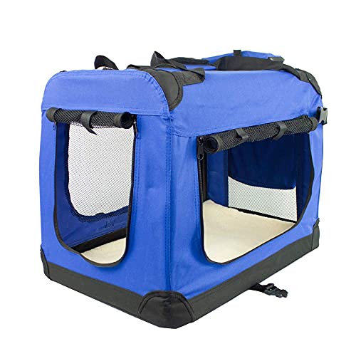 Mobiclinic, Transportín para Mascotas (Perros, Gatos, Conejos, Hurones, Chinchillas), Balú, Talla L, Bolsa de Transporte para Viajes, , con Asas, Transpirable, Plegable, 70x52,5x50 cm, Azul