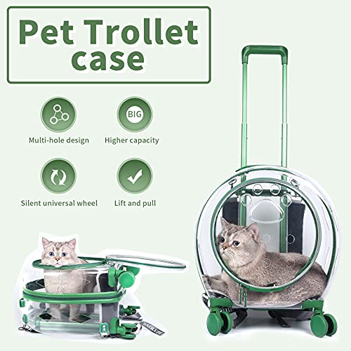 Mochila 2 en 1 para Mascotas, para Gatos y Perros, Maleta con Ruedas para Mascotas, para Perros pequeños, Bolso liviano para Mascotas con Ruedas, Mochila para Transporte de Mascotas Bien Ventilada