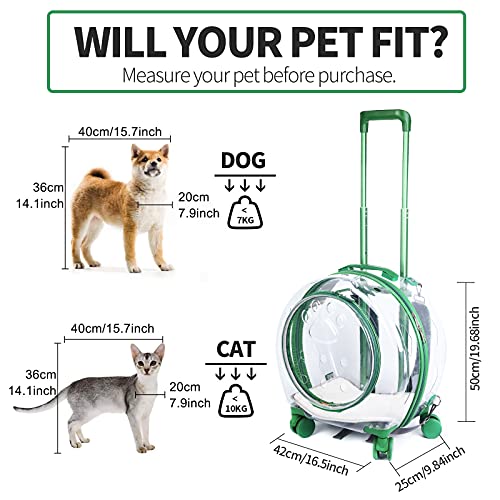 Mochila 2 en 1 para Mascotas, para Gatos y Perros, Maleta con Ruedas para Mascotas, para Perros pequeños, Bolso liviano para Mascotas con Ruedas, Mochila para Transporte de Mascotas Bien Ventilada