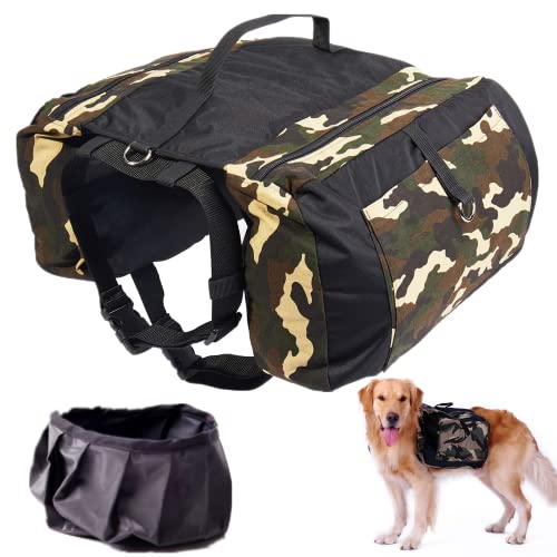 Mochila para Perro Bolsa de Sillín para Perro Entrenamiento, Mochila Arnés Chaleco Bolsa Sillón para Perro Excursionismo Senderismo Camping Bolsa de Hombro Ajustable para Perros al Aire Libre (L)