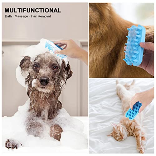 Molain Cepillo de baño para gatos y perros, peine de goma de silicona para masaje de pelo, cepillo de limpieza para cachorros y gatitos (azul)