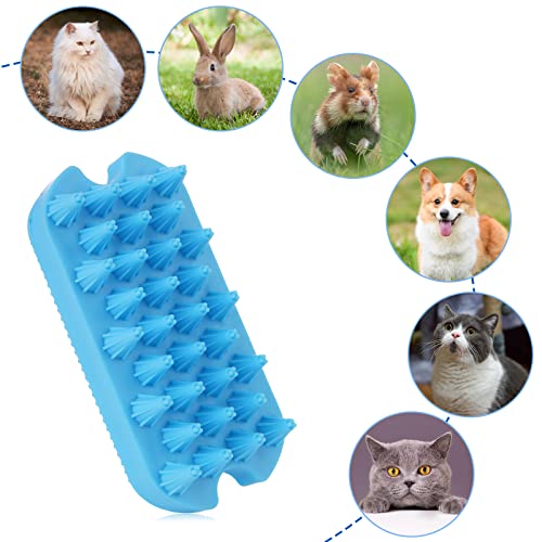 Molain Cepillo de baño para gatos y perros, peine de goma de silicona para masaje de pelo, cepillo de limpieza para cachorros y gatitos (azul)