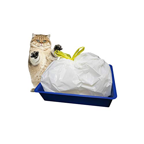 Moliwen Forro para Bandeja de Arena para Gatos con Bolsa con Cordón 3 Paquetes (21 Bolsas), 91.5 × 45.7 cm,Adecuado para Botes de Basura Medianos y Grandes, Obtenga 1 Rollo Adicional Bolsa de Basura