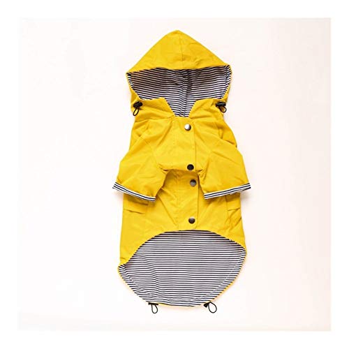 MOLUO Chubasquero para perros grandes, con capucha, abrigo para mascota, ropa de bulldog y carlino retro, impermeable (color: amarillo, talla: XXXL)